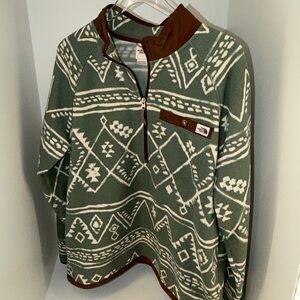 The North Face Men’s Green Aztec Quarter-Zip Fleece Pullover (Large)